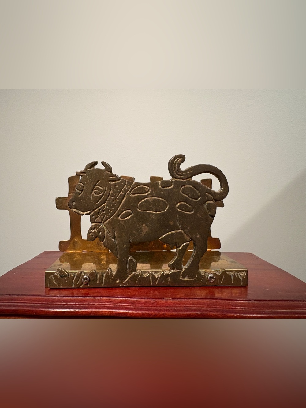 Vintage Brass Cow Napkin/Mail Holder